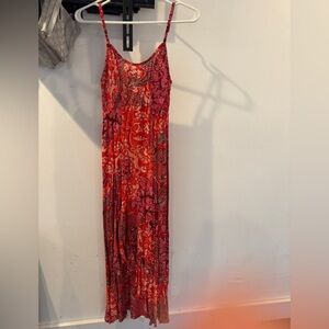 Free People Red and Pink Floral Maxi Dress
